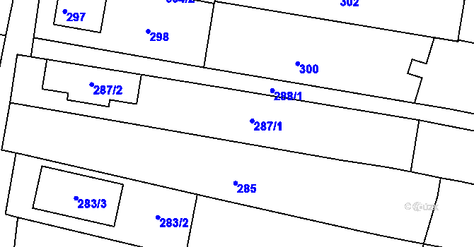 Parcela st. 287 v KÚ Dobré Pole, Katastrální mapa