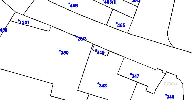 Parcela st. 349 v KÚ Dobré Pole, Katastrální mapa