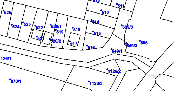 Parcela st. 516 v KÚ Dobré Pole, Katastrální mapa