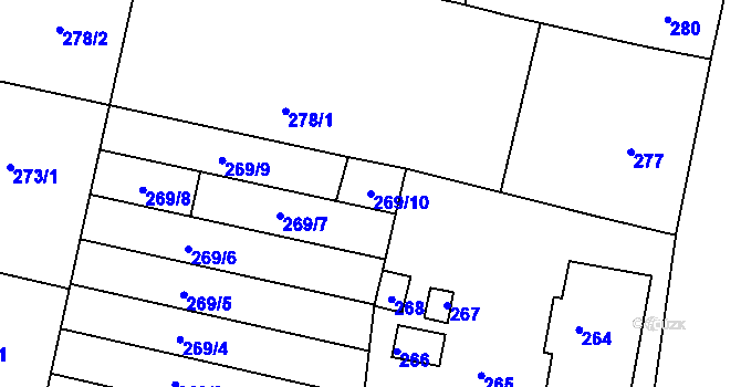 Parcela st. 269/10 v KÚ Dobré Pole, Katastrální mapa