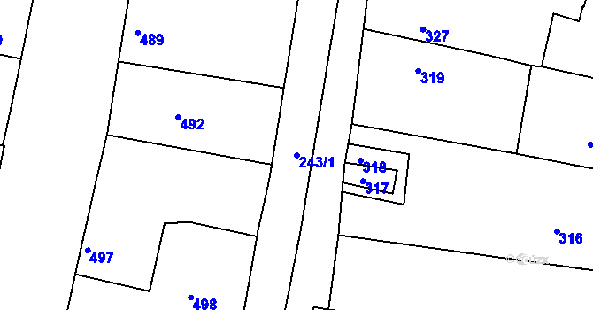 Parcela st. 243/1 v KÚ Dobré Pole, Katastrální mapa