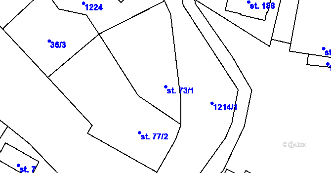 Parcela st. 73/1 v KÚ Dobrkovice, Katastrální mapa