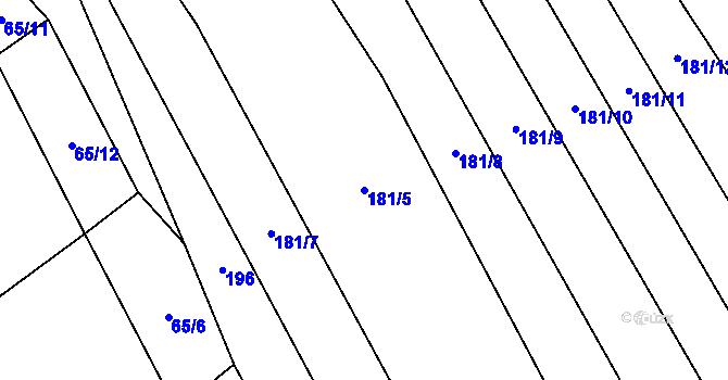 Parcela st. 181/5 v KÚ Dobrkovice, Katastrální mapa
