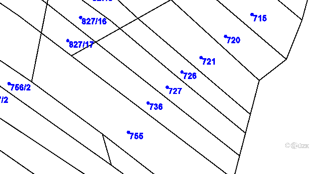 Parcela st. 727 v KÚ Dobrkovice, Katastrální mapa