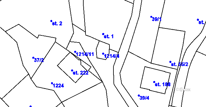 Parcela st. 1214/4 v KÚ Dobrkovice, Katastrální mapa