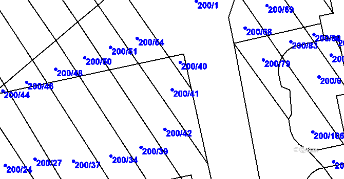 Parcela st. 200/41 v KÚ Dobrkovice, Katastrální mapa