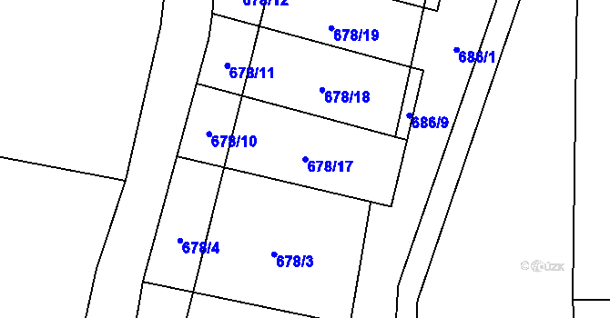 Parcela st. 678/17 v KÚ Dobrkovice, Katastrální mapa