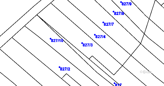 Parcela st. 827/3 v KÚ Dobrkovice, Katastrální mapa