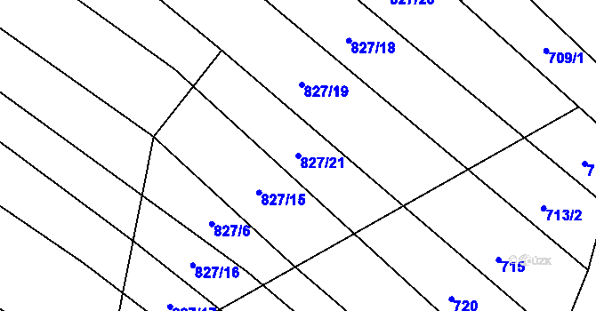 Parcela st. 827/21 v KÚ Dobrkovice, Katastrální mapa