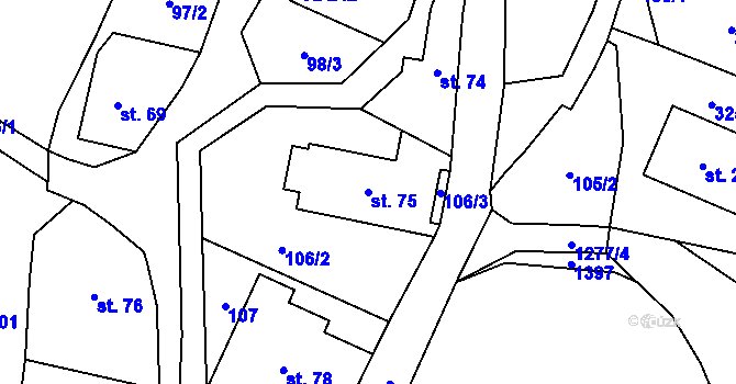 Parcela st. 75 v KÚ Dobrná, Katastrální mapa