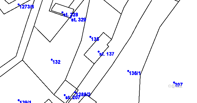 Parcela st. 137 v KÚ Dobrná, Katastrální mapa