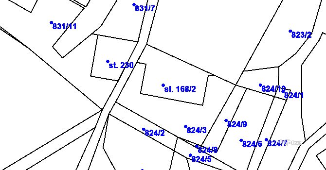 Parcela st. 168/2 v KÚ Dobrná, Katastrální mapa