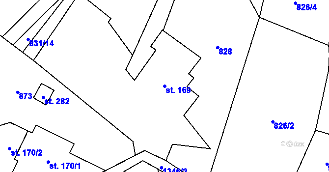 Parcela st. 169 v KÚ Dobrná, Katastrální mapa
