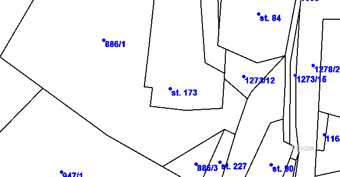 Parcela st. 173 v KÚ Dobrná, Katastrální mapa