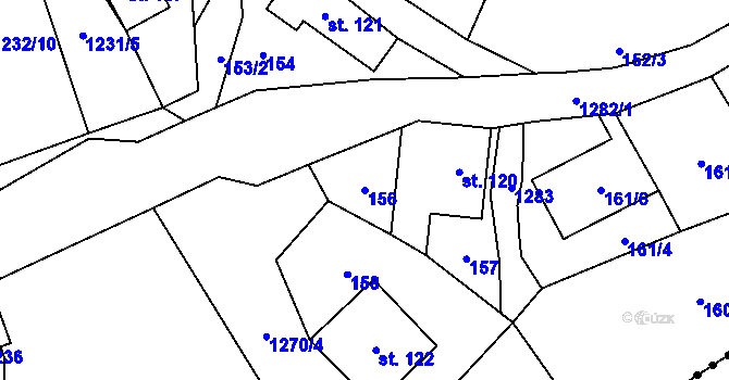 Parcela st. 156 v KÚ Dobrná, Katastrální mapa