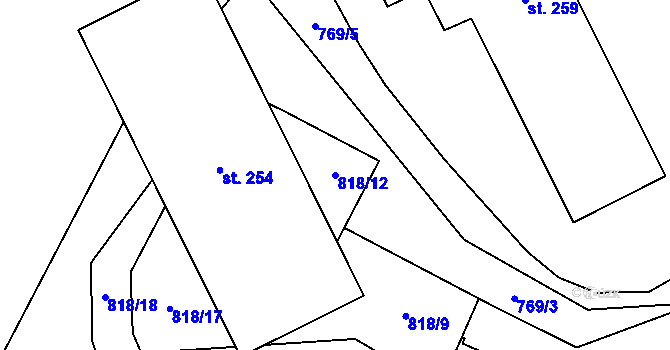 Parcela st. 818/12 v KÚ Dobrná, Katastrální mapa