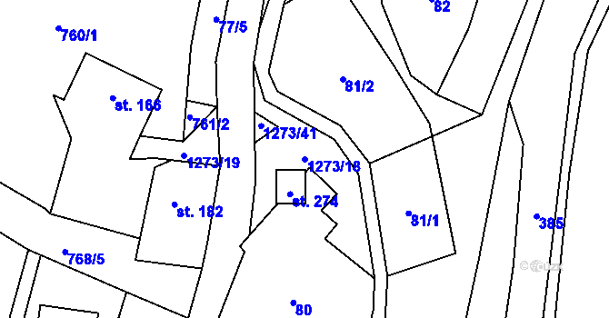 Parcela st. 1273/18 v KÚ Dobrná, Katastrální mapa
