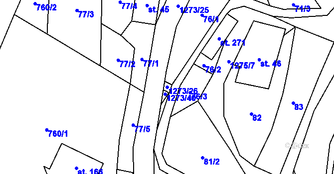 Parcela st. 1273/26 v KÚ Dobrná, Katastrální mapa