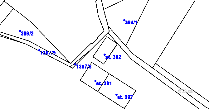 Parcela st. 302 v KÚ Dobrná, Katastrální mapa