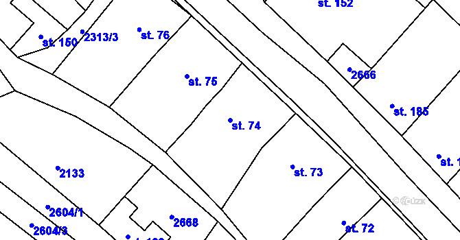 Parcela st. 74 v KÚ Dobročkovice, Katastrální mapa