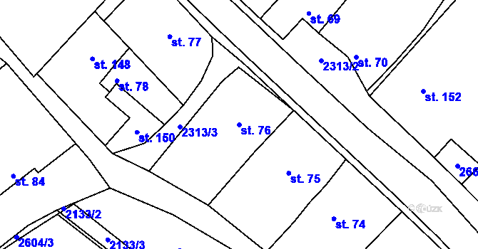 Parcela st. 76 v KÚ Dobročkovice, Katastrální mapa