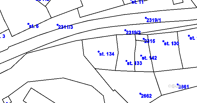 Parcela st. 134 v KÚ Dobročkovice, Katastrální mapa