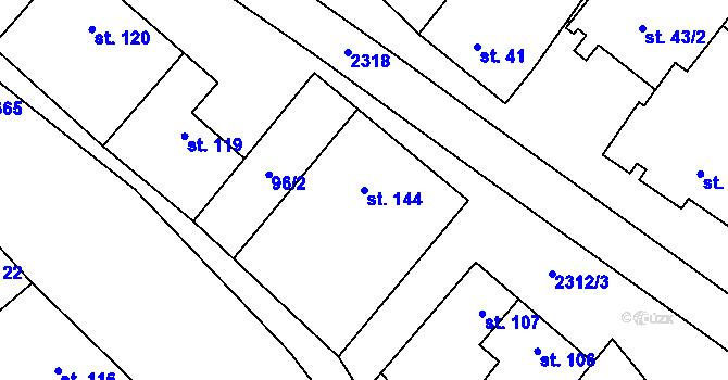 Parcela st. 144 v KÚ Dobročkovice, Katastrální mapa