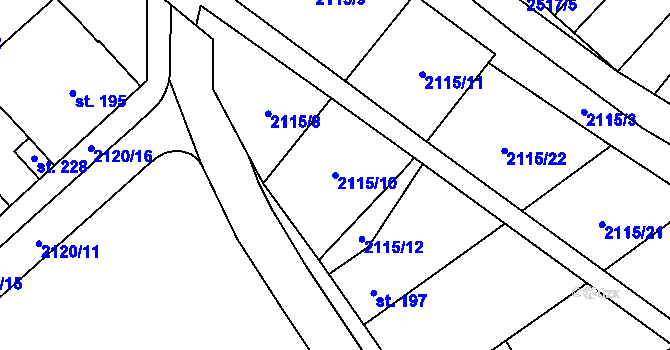 Parcela st. 2115/10 v KÚ Dobročkovice, Katastrální mapa