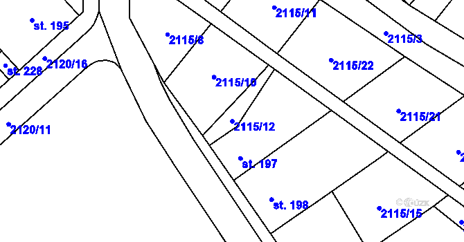 Parcela st. 2115/12 v KÚ Dobročkovice, Katastrální mapa