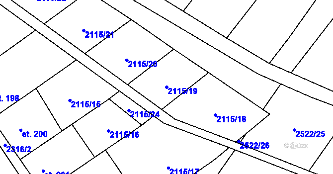 Parcela st. 2115/19 v KÚ Dobročkovice, Katastrální mapa