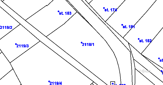 Parcela st. 2118/1 v KÚ Dobročkovice, Katastrální mapa