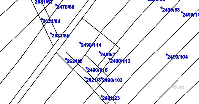 Parcela st. 2490/2 v KÚ Dobročkovice, Katastrální mapa
