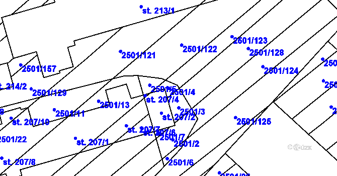 Parcela st. 2501/4 v KÚ Dobročkovice, Katastrální mapa