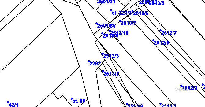 Parcela st. 2513/3 v KÚ Dobročkovice, Katastrální mapa