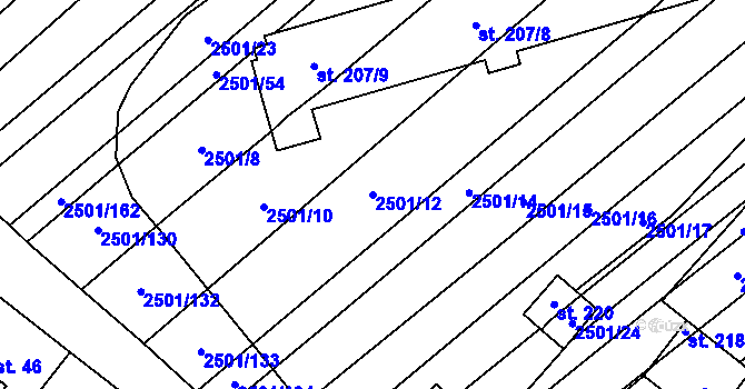 Parcela st. 2501/12 v KÚ Dobročkovice, Katastrální mapa