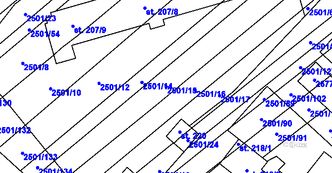 Parcela st. 2501/15 v KÚ Dobročkovice, Katastrální mapa