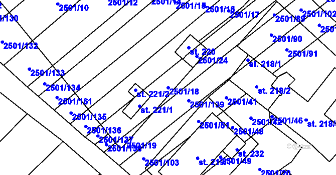 Parcela st. 2501/18 v KÚ Dobročkovice, Katastrální mapa