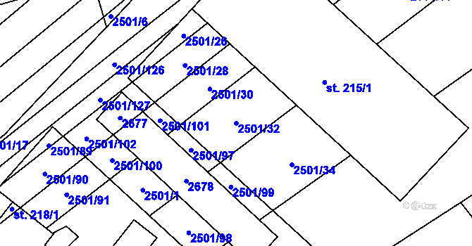 Parcela st. 2501/32 v KÚ Dobročkovice, Katastrální mapa