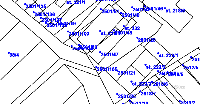 Parcela st. 2501/47 v KÚ Dobročkovice, Katastrální mapa