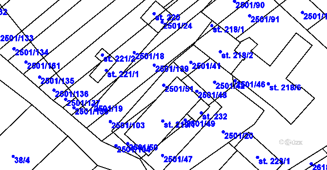 Parcela st. 2501/51 v KÚ Dobročkovice, Katastrální mapa