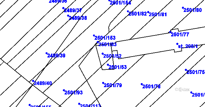 Parcela st. 2501/52 v KÚ Dobročkovice, Katastrální mapa