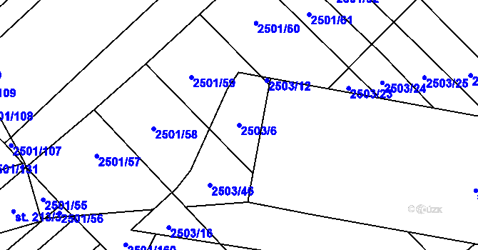 Parcela st. 2503/6 v KÚ Dobročkovice, Katastrální mapa