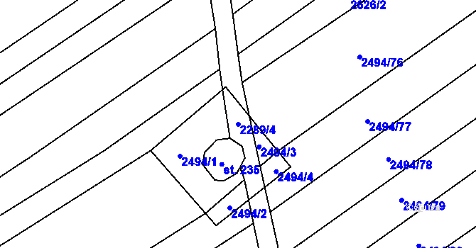 Parcela st. 2289/4 v KÚ Dobročkovice, Katastrální mapa