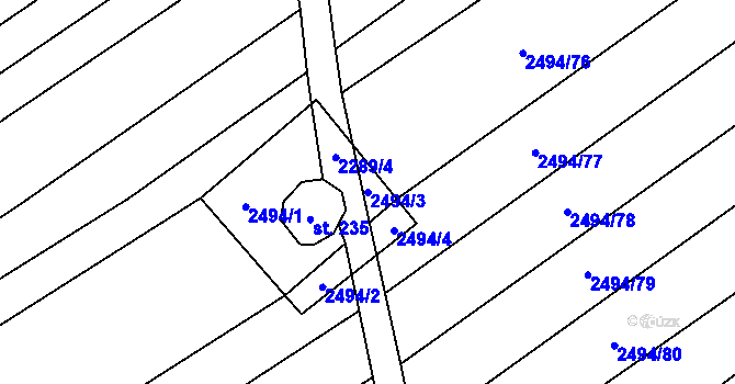 Parcela st. 2494/3 v KÚ Dobročkovice, Katastrální mapa