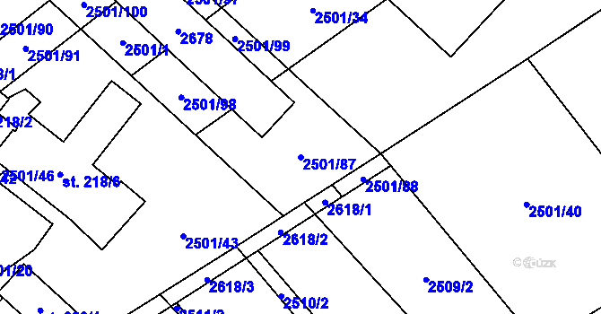 Parcela st. 2501/87 v KÚ Dobročkovice, Katastrální mapa