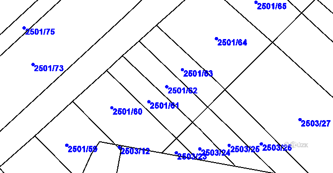 Parcela st. 2501/62 v KÚ Dobročkovice, Katastrální mapa