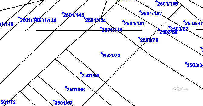 Parcela st. 2501/70 v KÚ Dobročkovice, Katastrální mapa