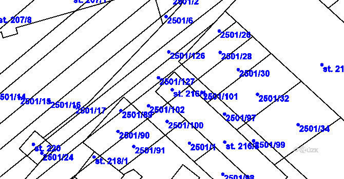 Parcela st. 216/1 v KÚ Dobročkovice, Katastrální mapa