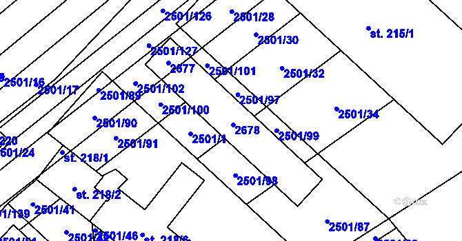 Parcela st. 216/5 v KÚ Dobročkovice, Katastrální mapa