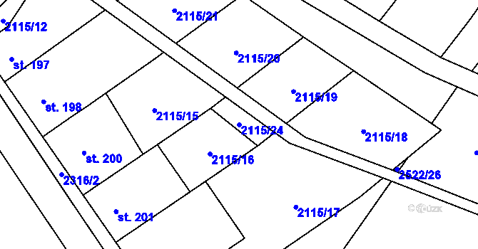 Parcela st. 2115/24 v KÚ Dobročkovice, Katastrální mapa